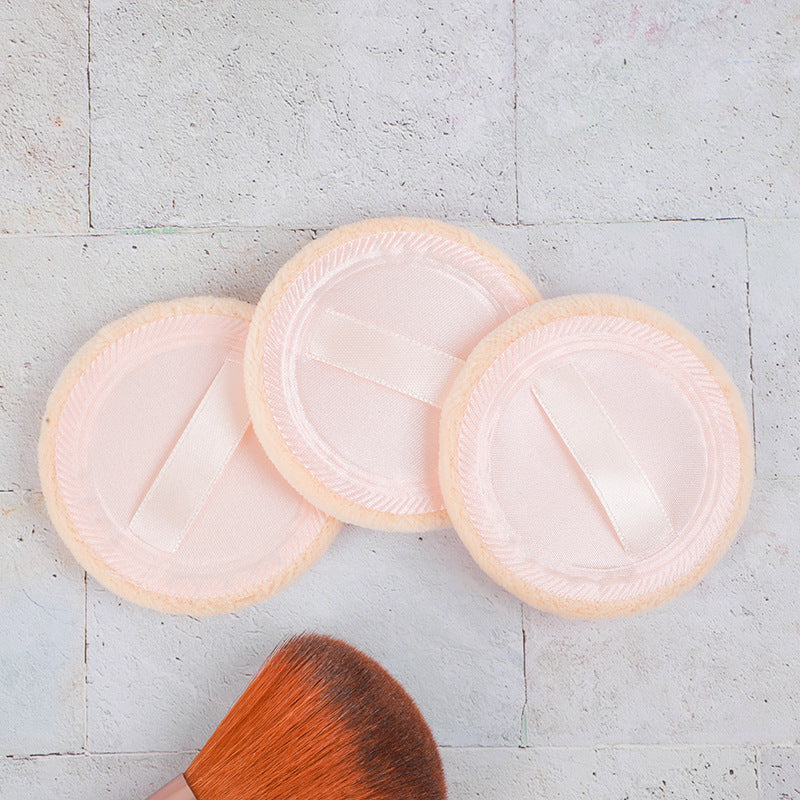 Round Satin Pressed Ribbon Dry Powder Puff