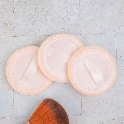 Round Satin Pressed Ribbon Dry Powder Puff